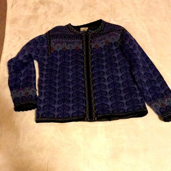 Coldwater Creek Blue Shetland Wool Sweater, XL - Picture 5 of 6